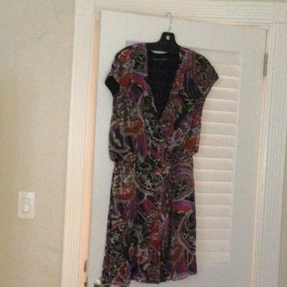 Ralph Lauren Black Label Multicolor Paisley Wrap-Style Mini Dress